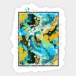 Pouring effect colors splattered out of frame. Sticker